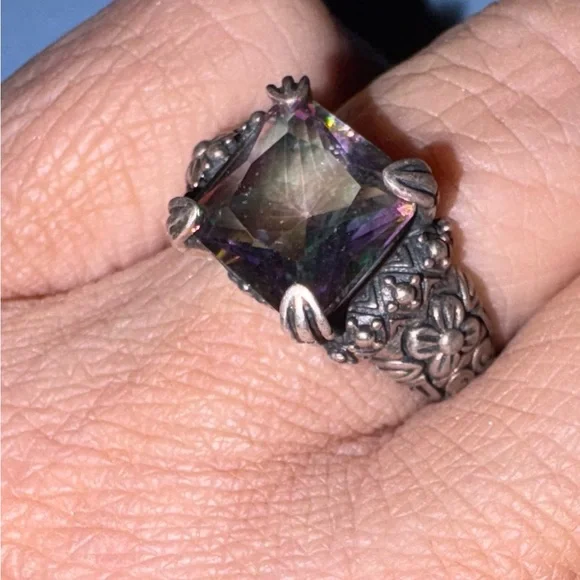 Vintage Sterling Silver 925 Large Mystic Topaz Stunning Ring Size 9 - Picture 16 of 16